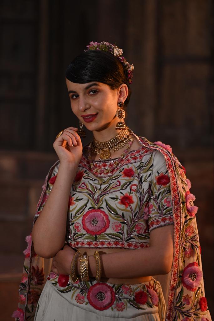 Mint green embroidered  heavy lehenga set