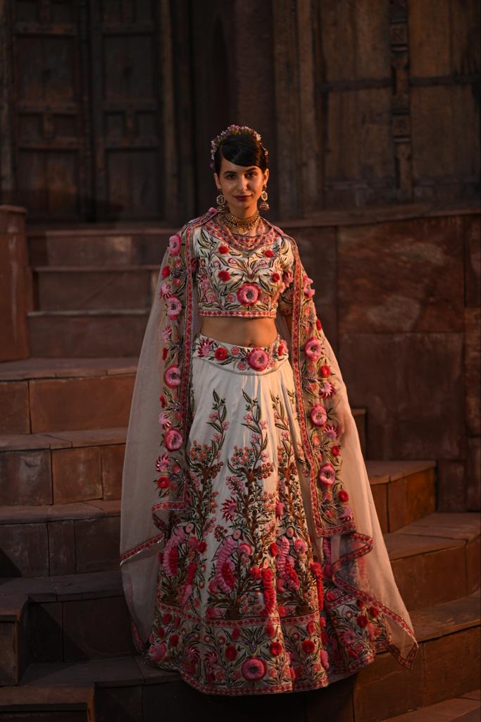 Mint green embroidered  heavy lehenga set