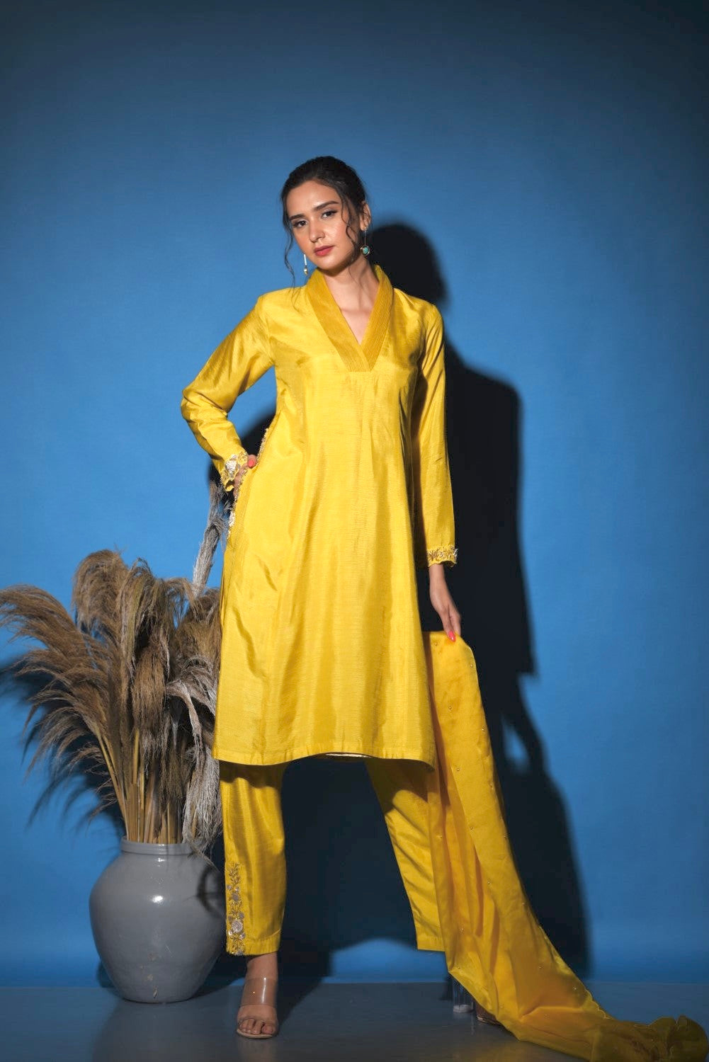 Mustard yellow kurti set