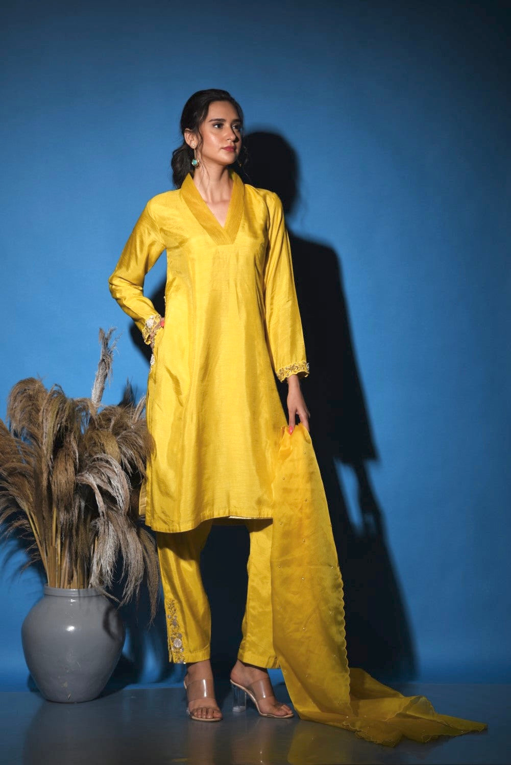 Mustard yellow kurti set